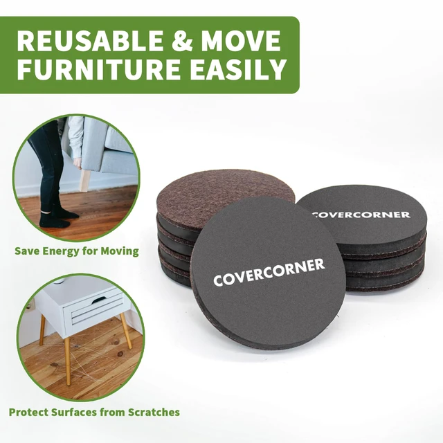 Alt view image 5 of 7 - Felt Furniture Sliders for Hardwood Floors 8 PCS, 4 3/4" Brown Felt Furniture Pads for Hardwood Floors, Furniture Moving Sliders, Heavy Duty Felt Movers Sliders, Chair Leg Floor Protectors