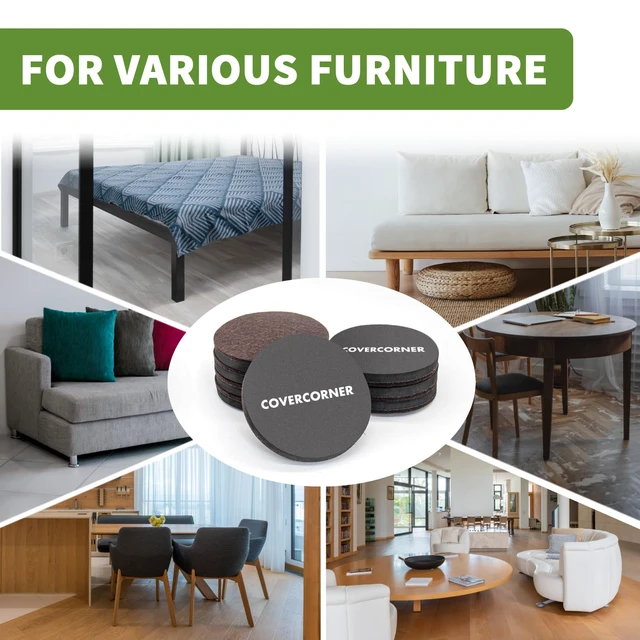 Alt view image 6 of 7 - Felt Furniture Sliders for Hardwood Floors 8 PCS, 4 3/4" Brown Felt Furniture Pads for Hardwood Floors, Furniture Moving Sliders, Heavy Duty Felt Movers Sliders, Chair Leg Floor Protectors