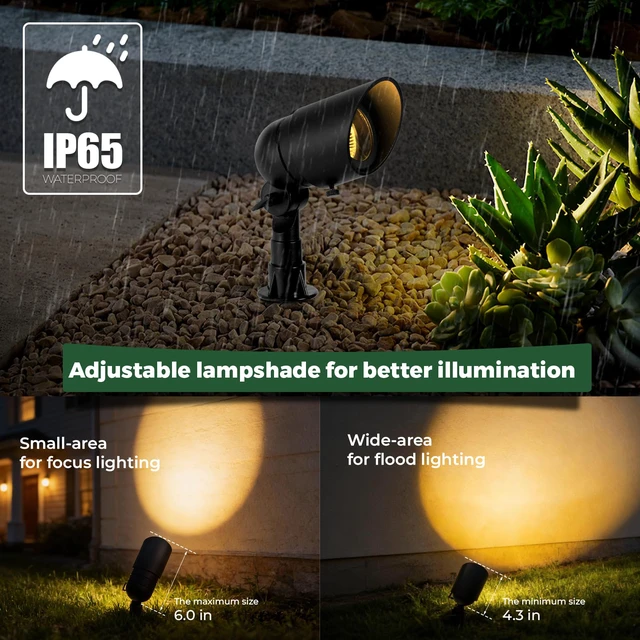 Alt view image 5 of 7 - Low Voltage Landscape Spotlight, 12V LED Outdoor Landscape Lighting, Landscape Spot Lights Wired for Garden and Yard, Aluminum Up Lighting Fixture with 5W MR16 Replaceable Bulb (2 Pack)