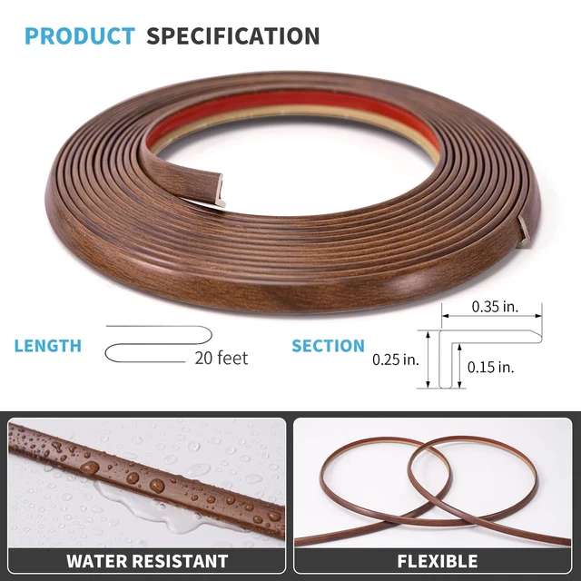 Alt view image 2 of 7 - 20 ft Outside Corner Trim, Peel and Stick for Wall Tile Edge, Cherry Durable, Waterproof, Strong Adhesive, High Viscosity, Easy to Clean, Ideal for Furniture Decoration, Countertops