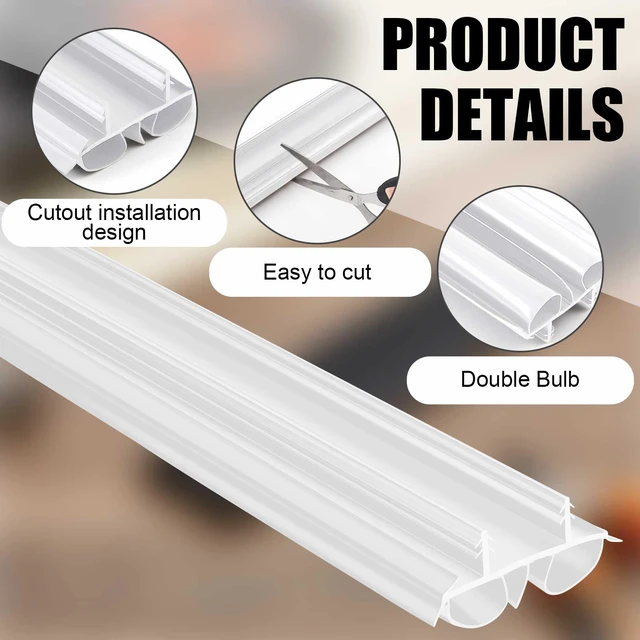 Alt view image 3 of 6 - 4 Pcs 36" Kerf Door Sweep Double Bubble Kerf White 1-3/4" Wide Vinyl Seal, Exterior Door Sweeps for Energy Saving, Blocks Dust Insects Noise, Slide-in Install, Draft Stopper