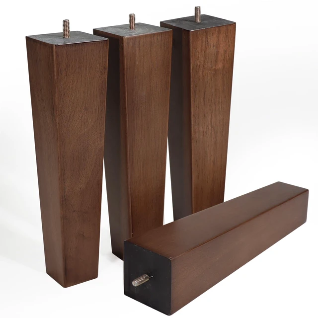 Main image of Solid Oak Wood Furniture Legs, 12 Inch, Brown Oak Wood, Set of 4, Square, Mid-Century, Natural, Multipurpose, Screw-In, Couch, Sofa, Cabinet, Bench, Bed, Indoor Furniture Upgrades