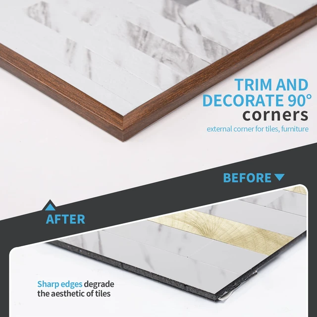 Alt view image 3 of 7 - 20 ft Outside Corner Trim, Peel and Stick for Wall Tile Edge, Cherry Durable, Waterproof, Strong Adhesive, High Viscosity, Easy to Clean, Ideal for Furniture Decoration, Countertops