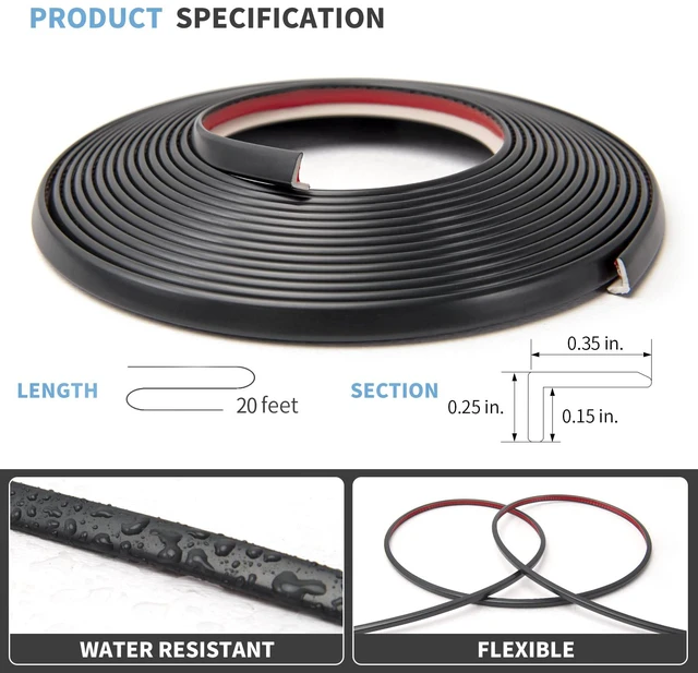 Alt view image 2 of 7 - 20 ft Outside Corner Trim, Peel and Stick for Wall Tile Edge, Black Flexible, Durable, Waterproof, Strong Adhesive, High Viscosity, Easy to Clean, Ideal for Tiles Edges, Furniture Decoration