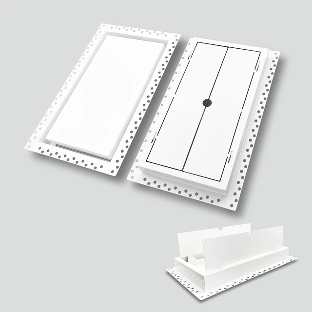 Main image of Flush Wall Vent Cover 8x14 Inch for Drywall Vent, Metal Wall-Mounted Adjustable Air Flow Register Grille, Easy Install, Paintable, (White, 1 Pc, with Manual Damper)
