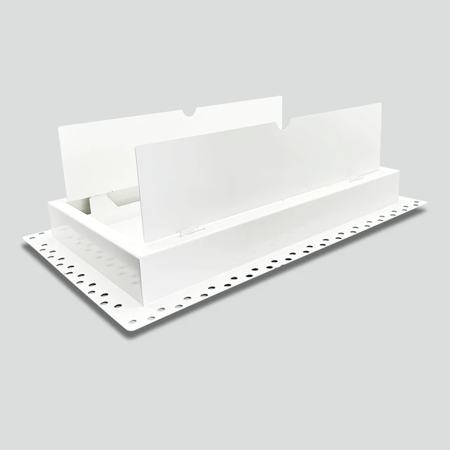 Alt view image 3 of 7 - Flush Wall Vent Cover 8x14 Inch for Drywall Vent, Metal Wall-Mounted Adjustable Air Flow Register Grille, Easy Install, Paintable, (White, 1 Pc, with Manual Damper)