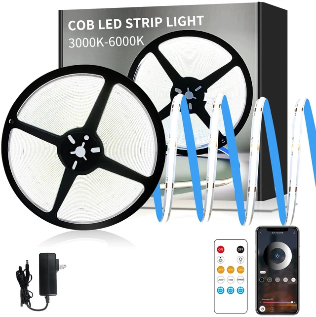 Main image of 50FT COB LED Strip Lights 6000K White Dimmable DC 24V Flexible LED Tape Light for Bedroom, with Remote and app Control LED Light Strip,for DIY Home Decoration