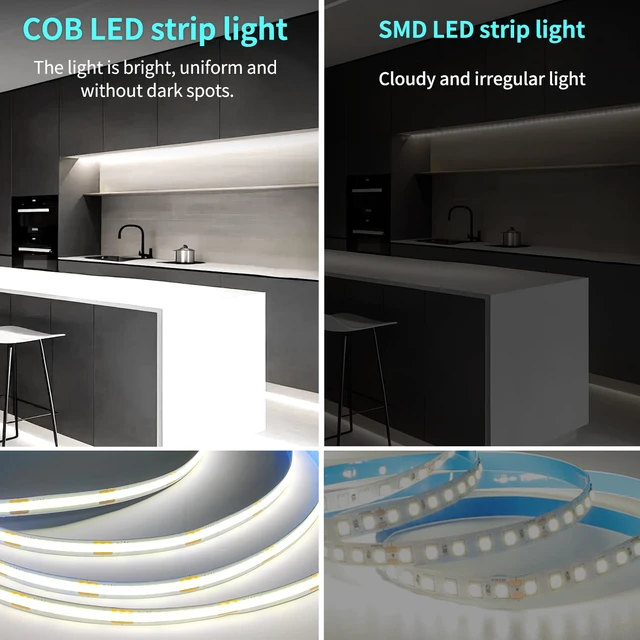 Alt view image 4 of 7 - 50FT COB LED Strip Lights 6000K White Dimmable DC 24V Flexible LED Tape Light for Bedroom, with Remote and app Control LED Light Strip,for DIY Home Decoration