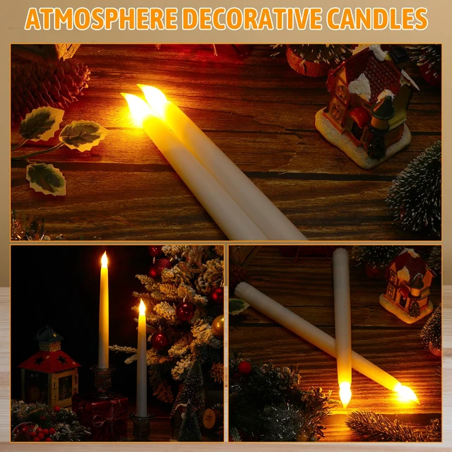 Alt view image 4 of 7 - 50 Pcs 9.7 Inch White LED Flameless Taper Candles Bulk Battery Operated Taper Candles, Artificial Flickering Candlesticks, for Wedding Church Halloween Holiday Table Decoration