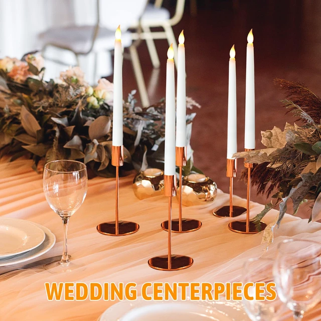 Alt view image 6 of 7 - 50 Pcs 9.7 Inch White LED Flameless Taper Candles Bulk Battery Operated Taper Candles, Artificial Flickering Candlesticks, for Wedding Church Halloween Holiday Table Decoration