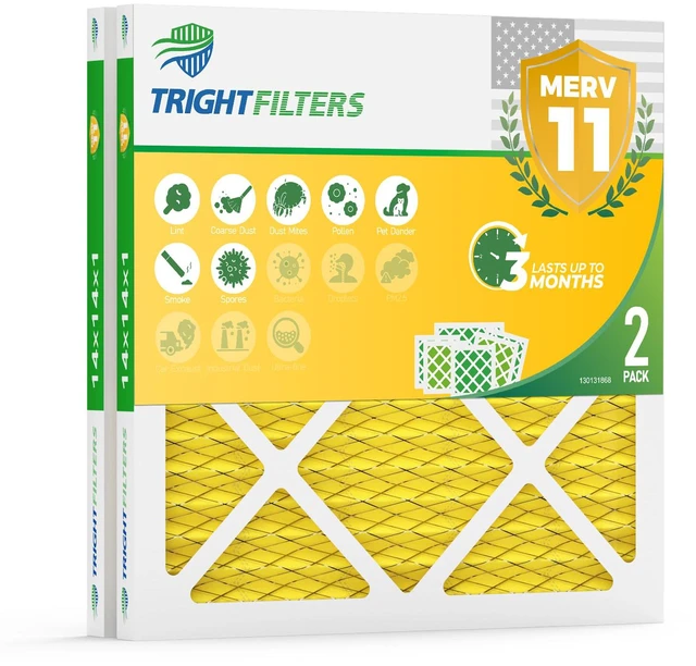 Main image of 14x14x1 Air Filter MERV 11 HVAC Furnace Filter Pleated 2 Pack Electrostatic Pleated, 3-Month HVAC AC Furnace Filters Replacement, MPR 1000-1200 & FPR 7, Actual Size: 13.78 x 13.78 x 0.79