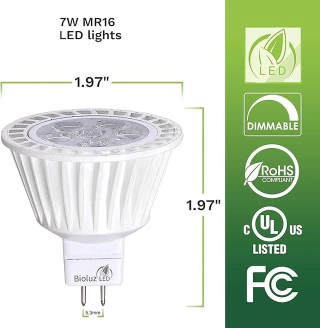 Alt view image 2 of 7 - 10 Pack MR16 LED Bulb Dimmable 50W Halogen Replacement 3000K 7w 12V AC DC UL Listed High CRI
