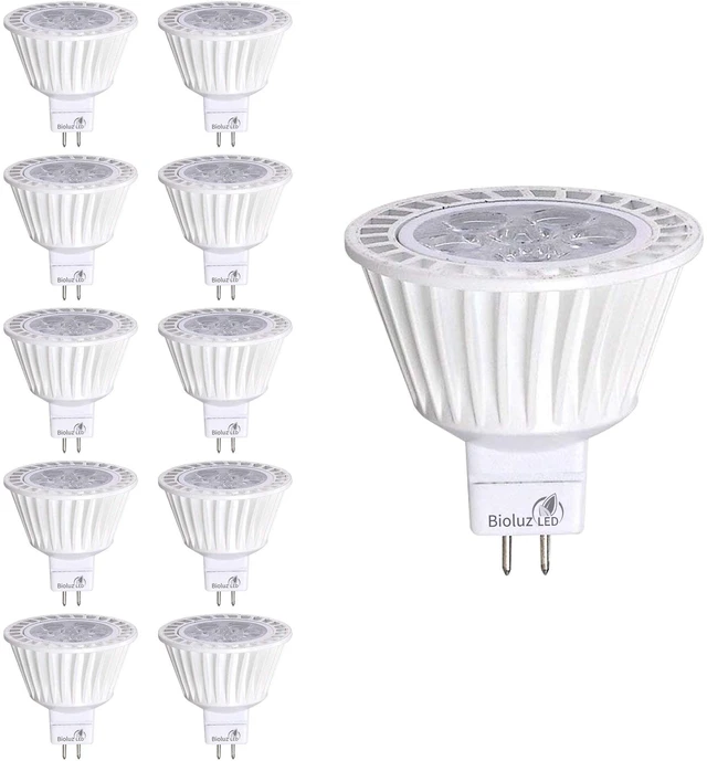 Main image of 10 Pack MR16 LED Bulb Dimmable 50W Halogen Replacement 3000K 7w 12V AC DC UL Listed High CRI