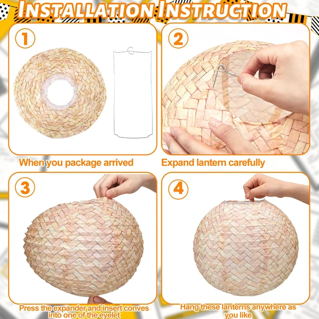 Alt view image 4 of 7 - 12pcs Burlap Paper Lanterns Hanging Decor 10in Boho Ceiling Lantern Boho Hanging Decor for Classroom Birthday Party Wedding, Farmhouse Home Decoration, Ceremonial Events, Collapsible