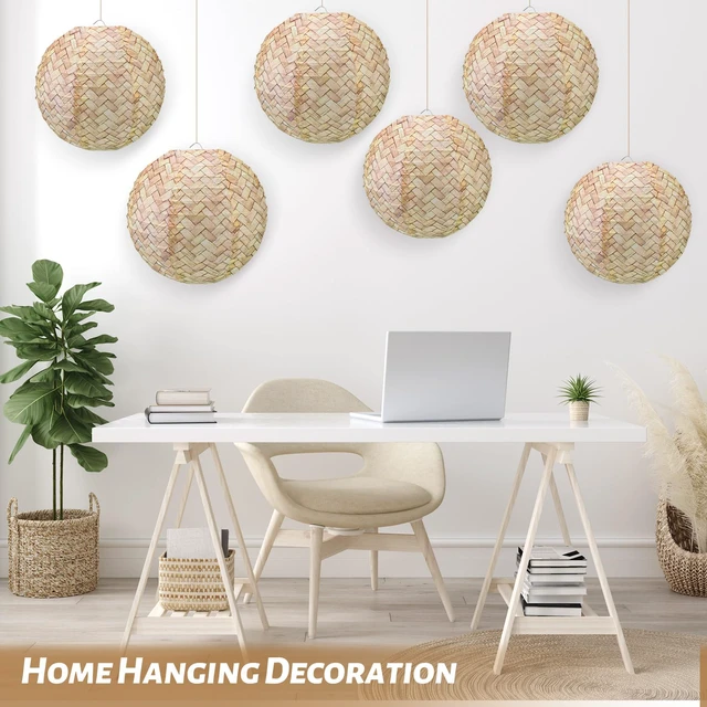 Alt view image 7 of 7 - 12pcs Burlap Paper Lanterns Hanging Decor 10in Boho Ceiling Lantern Boho Hanging Decor for Classroom Birthday Party Wedding, Farmhouse Home Decoration, Ceremonial Events, Collapsible