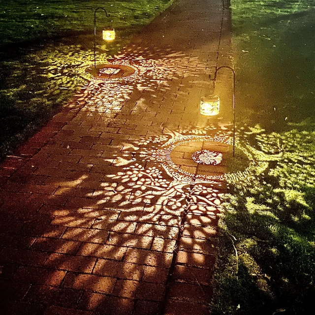 Alt view image 6 of 7 - 2 Pack Tree of Life Outdoor Solar Hanging Lanterns Waterproof LED Solar Lights Metal Decorative Lantern for Garden, Patio, Courtyard, Backyard, Yard Decor Unique Tree of Life Gifts for Women Gardening