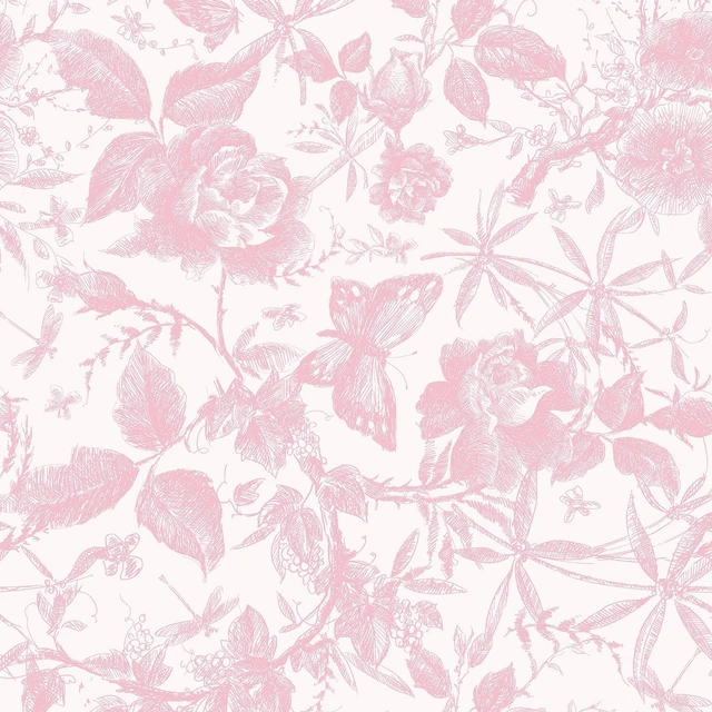 Main image of Pink Rose Floral Vintage Peel and Stick Wallpaper,15.8" x 394" Self Adhesive Removable Rose Floral Butterfly Contact Paper, Vintage Vinyl Wall Paper for Bedroom, Bathroom, Decor,43 sq