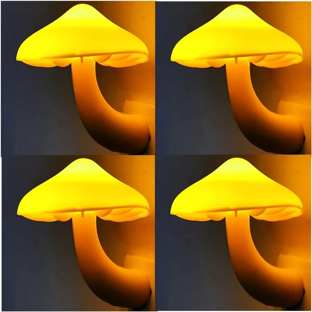 Main image of 4 Pack Plug in Night Lights with Light Sensor,Mushroom Night Light Auto Dusk to Dawn Sensor, LED Nightlights,Adults Kids Bedroom,Bathroom,Hallway,Stairs,Kitchen Warm Yellow NightLight
