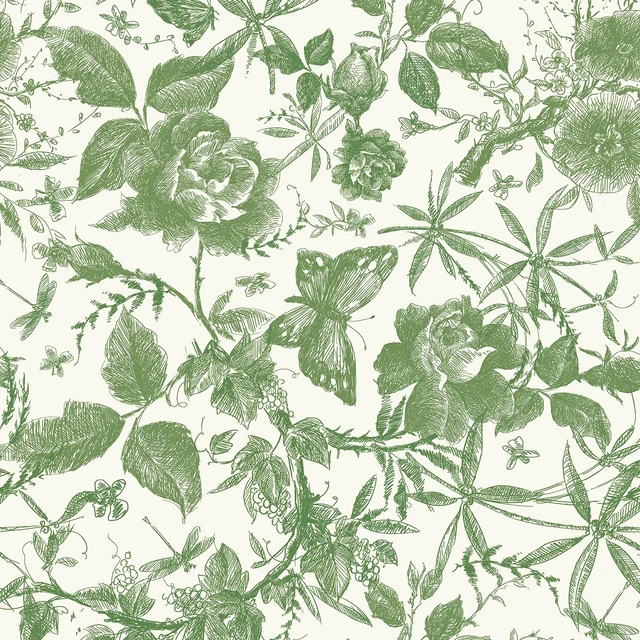 Alt view image 7 of 7 - Green Rose Floral Vintage Peel and Stick Wallpaper,15.8" x 394" Self Adhesive Removable Rose Floral Butterfly Contact Paper, Vintage Vinyl Wall Paper for Bedroom, Bathroom, Decor,43 sq