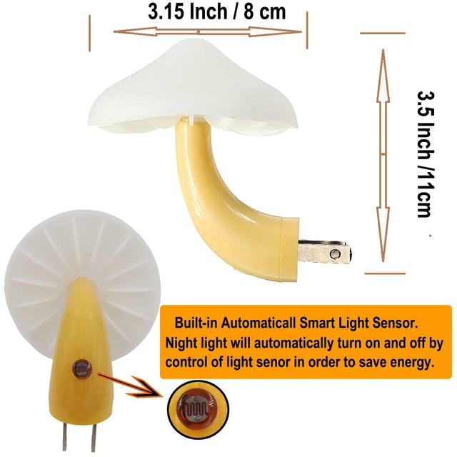 Alt view image 2 of 6 - 4 Pack Plug in Night Light, Mushroom Light LED Nightlights for Kids, Adults, Bedroom, Bathroom,Hallway, Stairs, Kitchen Muti-Color