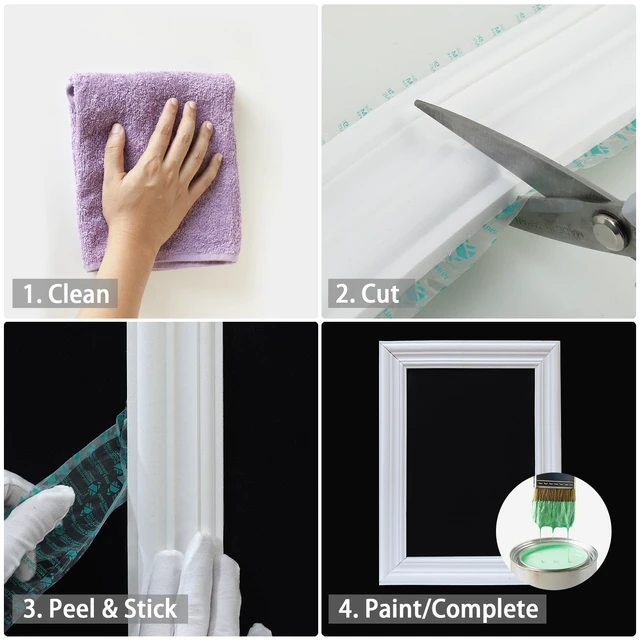 Alt view image 7 of 7 - 196.8" x 2.4" Lightweight Peel and Stick Chair Rail Molding, Flexible Accent Wall Trim for Home Decoration & Protection