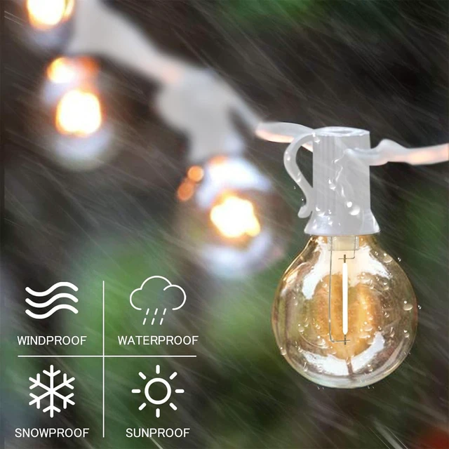 Alt view image 3 of 7 - 97FT White Outdoor String Lights with 49 G40 LED Bulbs (1 Spare) Waterproof & Shatterproof Patio Lights, Connectable Hanging Lights for Yard, Porch, Deck, Garden & Pergola