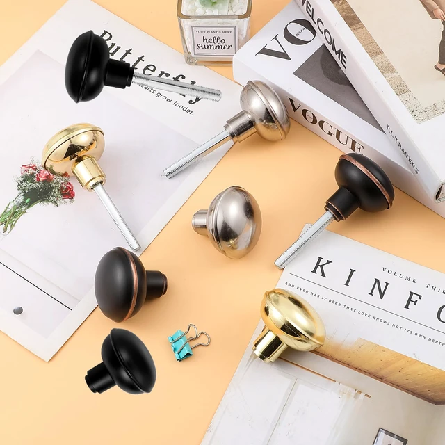 Alt view image 4 of 4 - Vintage Oil Rubbed Bronze Door Knob Set with Spindle,2 Pack Old Style Door Knobs Replacement Broken for Antique Mortise Lock, Older Home Interior Door