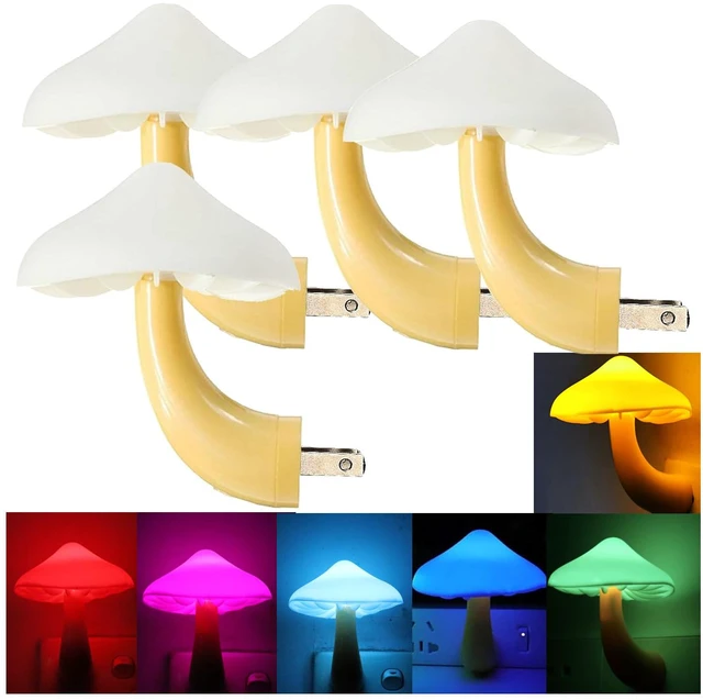 Main image of 4 Pack Mushroom Night Light,Plug in Sensor Light Color Changing Wall Lamp,LED Nightlights for Kids Room, Adults Bedroom,Bathroom,Hallway,Toilet,Stairs, Kitchen