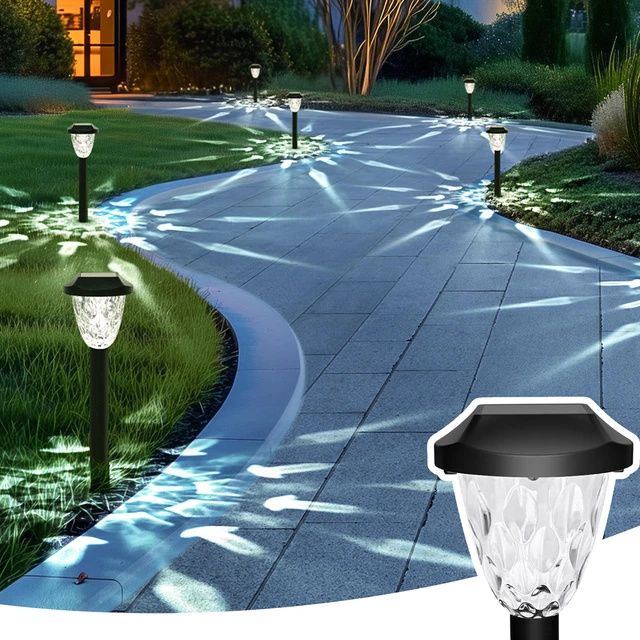 Alt view image 2 of 7 - Cool Outdoor Solar Garden Path Lights, Waterproof 16PK Decorative Pattern Design, Bright Illumination, Ideal for Garden Walkway Driveway Lawn Pathway