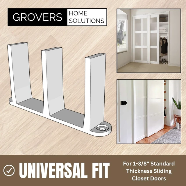 Alt view image 3 of 6 - 3-Pack Sliding Closet Door Floor Guide Bracket | Universal Fit for 1-3/8" Width Bypass Doors (Brown)
