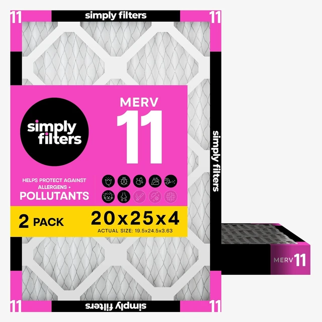 Main image of 20x25x4 Air Filter, MERV 11, 2 Pack, Furnace Air Filter for HVAC (Actual Size:19.5"x24.5"x3.63") DUST, Pet, & Allergy Control
