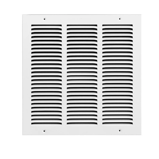 Main image of Air Return Grille for 18" x 18" Duct Opening - Heavy Duty Steel - Premium Finish - Includes Screws - Louvered Design - Paintable - Matte White (Actual Dimensions 19.75" x 19.75")