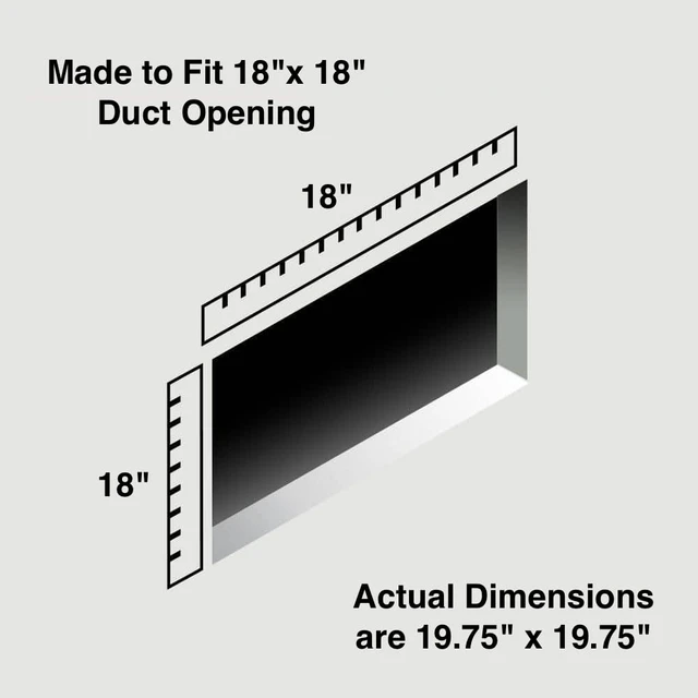 Alt view image 2 of 3 - Air Return Grille for 18" x 18" Duct Opening - Heavy Duty Steel - Premium Finish - Includes Screws - Louvered Design - Paintable - Matte White (Actual Dimensions 19.75" x 19.75")