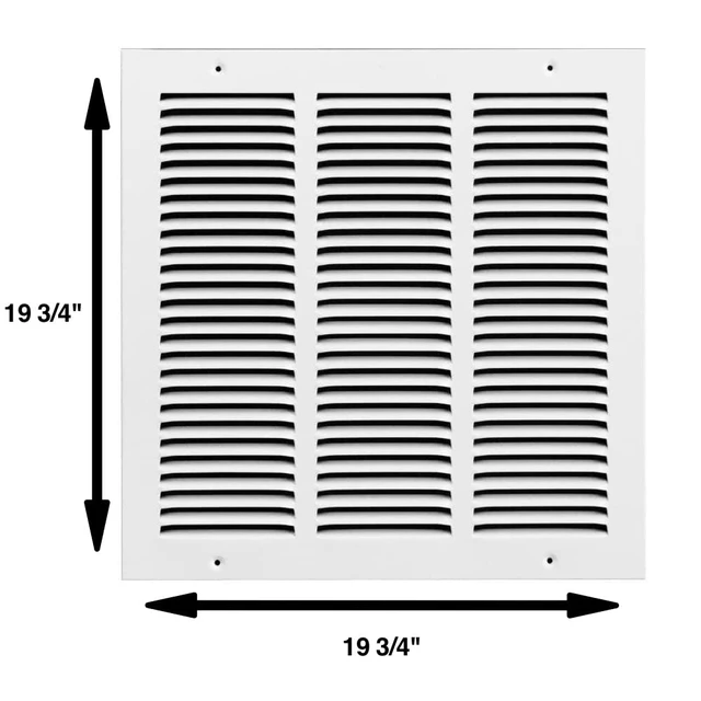 Alt view image 3 of 3 - Air Return Grille for 18" x 18" Duct Opening - Heavy Duty Steel - Premium Finish - Includes Screws - Louvered Design - Paintable - Matte White (Actual Dimensions 19.75" x 19.75")