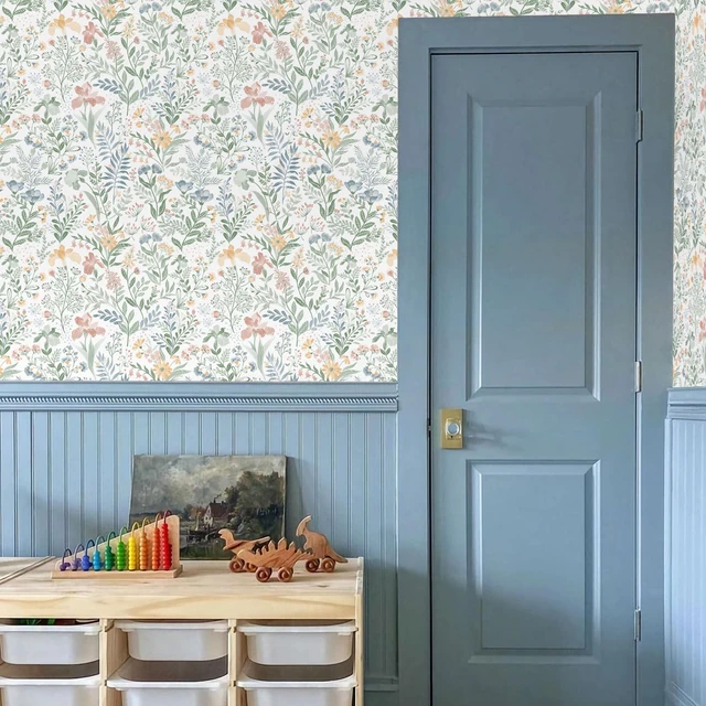 Alt view image 7 of 7 - Floral Peel and Stick Wallpaper Boho Nature Wall Paper 17.3×393 Self Adhesive Floral Contact Paper Cabinet Flower Modern Wildflower Wallpaper Removable Waterproof Wallpaper Bathroom Bedroom
