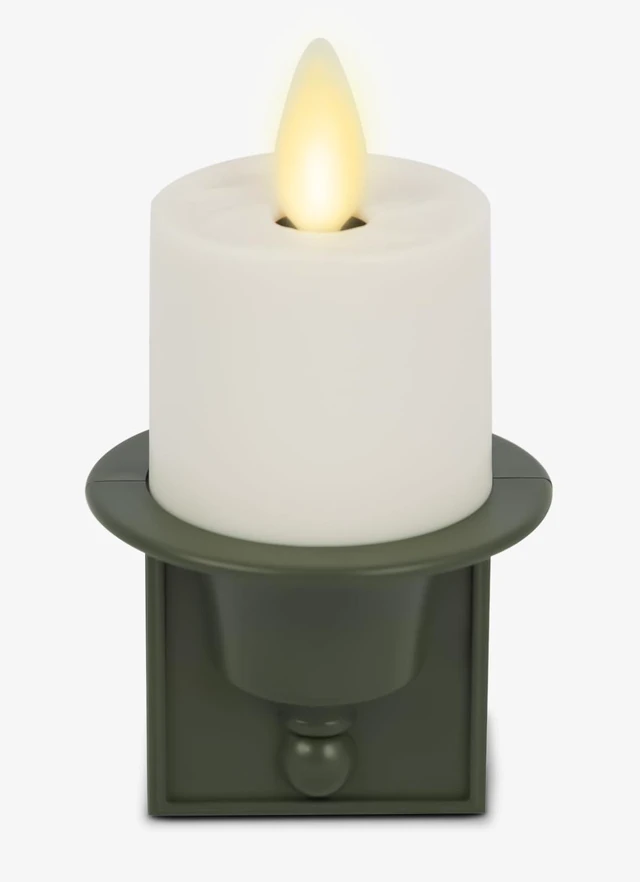 Main image of Flameless Candle Nightlight w/Dusk to Dawn Light Dark Auto Sensor, Loden Green Wall Plug Indoor Night LED Light w/Real-Flame Effect Technology, Bathroom Bedroom Hallway, No Remote Needed