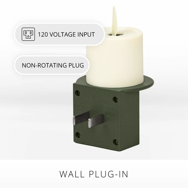 Alt view image 4 of 7 - Flameless Candle Nightlight w/Dusk to Dawn Light Dark Auto Sensor, Loden Green Wall Plug Indoor Night LED Light w/Real-Flame Effect Technology, Bathroom Bedroom Hallway, No Remote Needed
