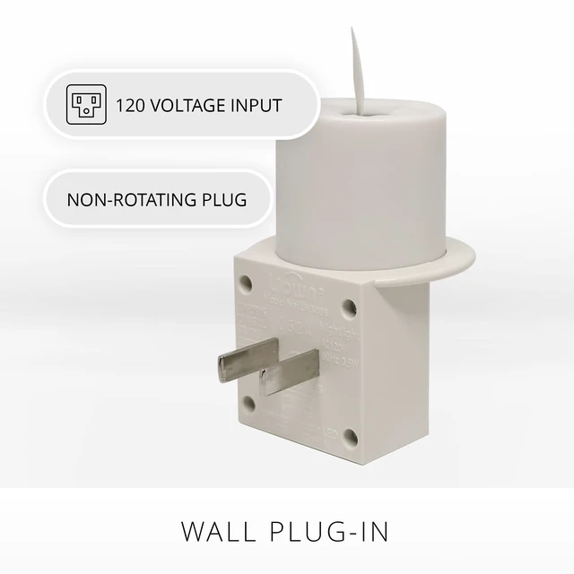 Alt view image 5 of 7 - Flameless Candle Nightlight w/Dusk to Dawn Light Dark Auto Sensor, White Wall Plug Indoor Night LED Light w/Real-Flame Effect Technology, Bathroom Bedroom Hallway, No Remote Needed