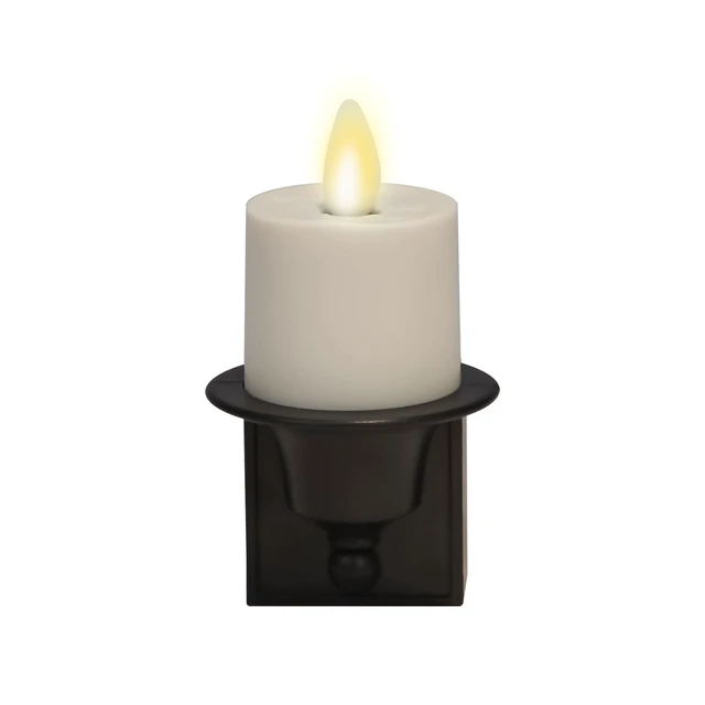Alt view image 2 of 7 - Flameless Candle Nightlight w/Dusk to Dawn Light Dark Auto Sensor, Black Wall Plug Indoor Night LED Light w/Real-Flame Effect Technology, Bathroom Bedroom Hallway, No Remote Needed