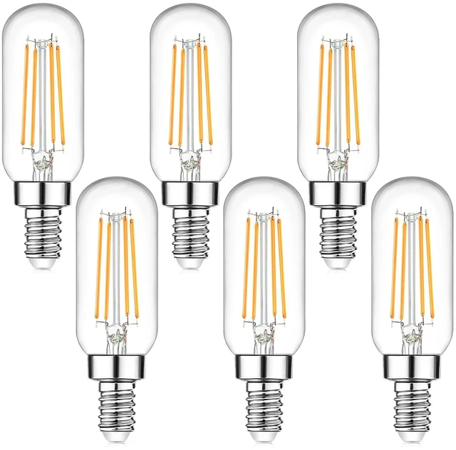 Main image of E12 Candelabra Edison Bulbs 60 Watt Equivalent, T6 6W Dimmable LED Light Bulbs for Chandelier, 600lm 2700K Warm White Clear Vintage Tubular Bulb, Small Filament Bulb for Ceiling Light, 6-Pack