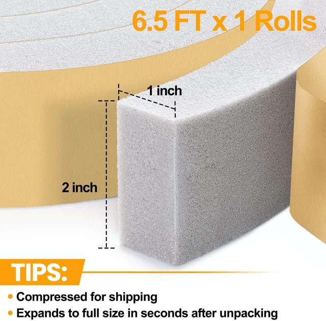 Alt view image 2 of 6 - High Density Foam Tape Air Conditioner Window Seal, 2x1 Inch Thick Foam Stripe with Adhesive for Window AC Insulation, Weather Stripping for Doors and Windows Insulation, AC Foam Tape, Gray