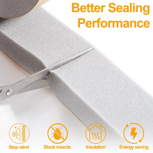 Alt view image 3 of 6 - High Density Foam Tape Air Conditioner Window Seal, 2x1 Inch Thick Foam Stripe with Adhesive for Window AC Insulation, Weather Stripping for Doors and Windows Insulation, AC Foam Tape, Gray