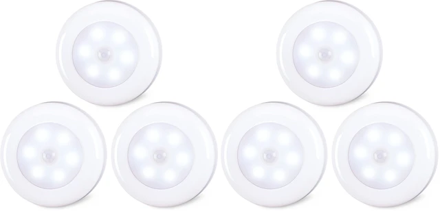 Main image of 6 Pack 2.8 Motion Sensor Lights Indoor AAA Battery Operated, Stick on LED Puck Light for Stairs, Under Cabinet, Closet, Cool White