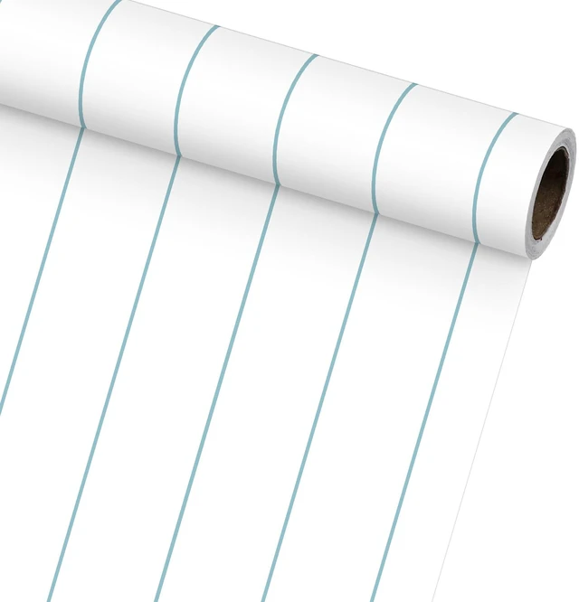 Main image of Notebook Peel and Stick Wallpaper 17'' x 393'' Classroom Wallpaper Blue and White Notebook Bulletin Board Paper Decor Classroom Decor for Back to School Chalkboard Wall Poster Art Crafts