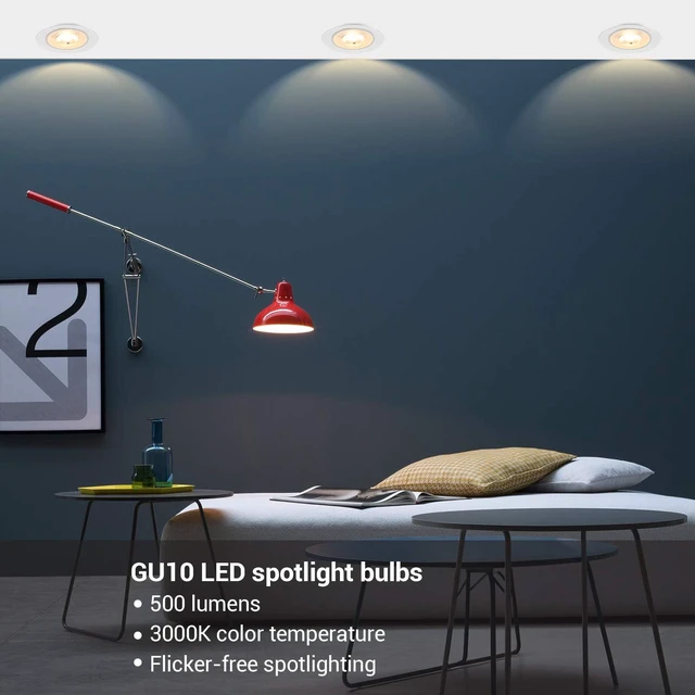 Alt view image 2 of 7 - 6-Pack GU10 LED Bulb Dimmable Replacement for Track Lighting 3000K Warm White, 500LM, 7W (50W Equivalent) LED Light Bulb for Kitchen, Range Hood, Living Room, Bedroom