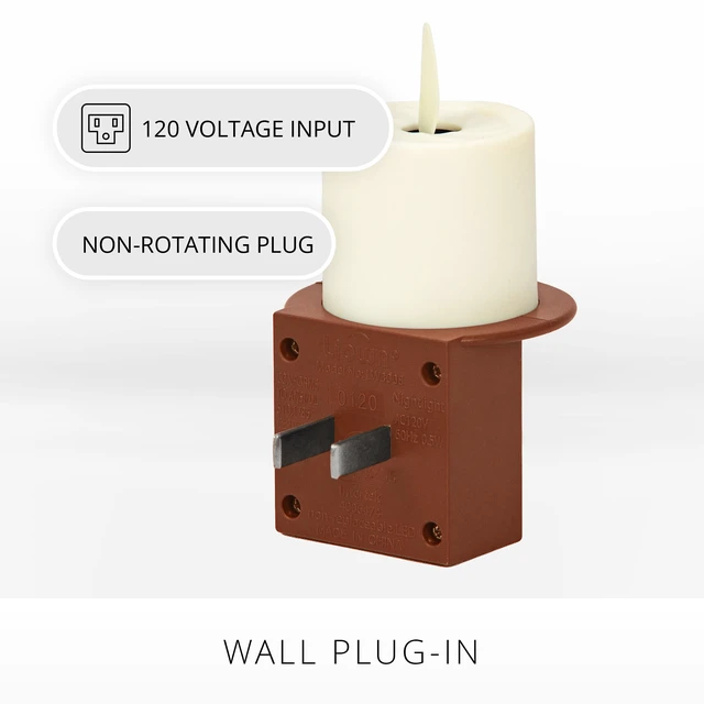Alt view image 5 of 7 - Flameless Candle Nightlight w/Dusk to Dawn Light Dark Auto Sensor, Baked Clay Wall Plug Indoor Night LED Light w/Real-Flame Effect Technology, Bathroom Bedroom Hallway, No Remote Needed