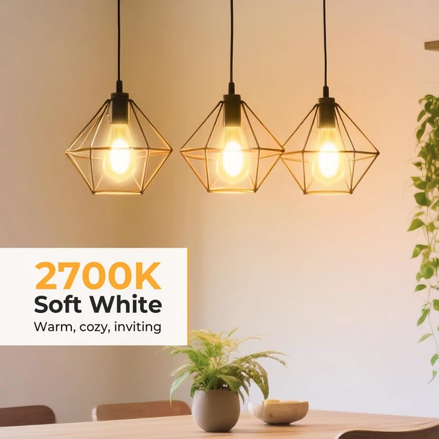 Alt view image 3 of 7 - Dimmable Edison Bulbs 2700K Warm White, E26 LED Bulb 60 watt Equivalent ST58 Vintage Light Bulbs, 600LM, 90+ CRI, E26 Base, Clear Glass, 18 Pack