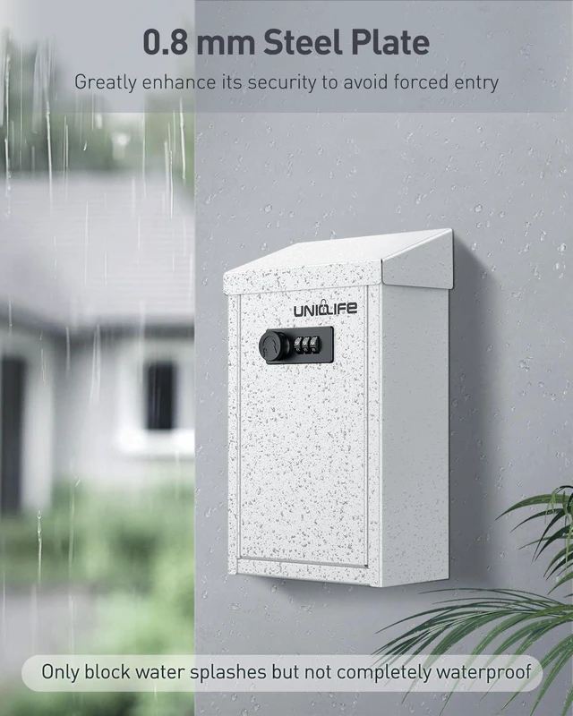 Alt view image 3 of 7 - Cash Box with Combination Lock, Wall Mounted Mailbox for Outside White Code Lock Box, Metal Donation Box with Top Slot, Suggestion Box for Office and Business