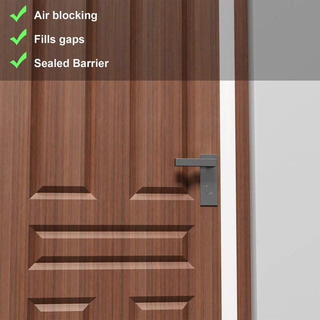 Alt view image 4 of 6 - T-Shaped Weather Stripping Seal, White Silicone, 1.37 in x 40 ft Flexible door seal strip covers door, window, and bathroom gaps; peel-and-stick design helps reduce drafts