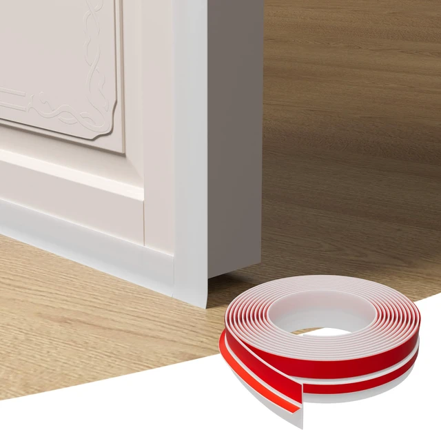 Alt view image 6 of 6 - T-Shaped Weather Stripping Seal, White Silicone, 1.37 in x 40 ft Flexible door seal strip covers door, window, and bathroom gaps; peel-and-stick design helps reduce drafts